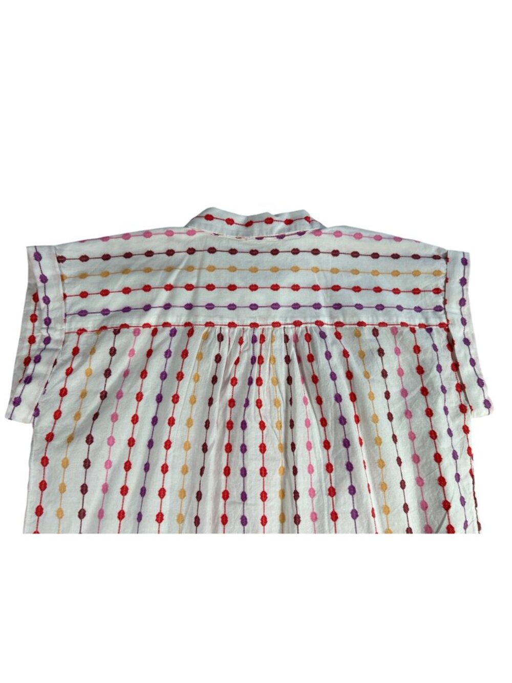 NEW Loft Button-Up Blouse Women's L Multicolor Embroidered Pattern Cotton Light - Picture 7 of 7